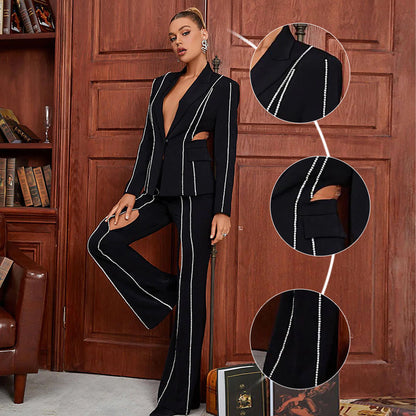 Luxury Designed Hollow Out Two Pieces Women Outfits Set