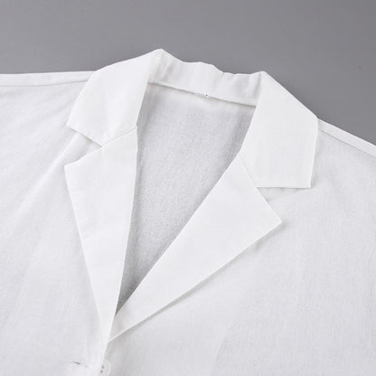 Summer Cotton Long Sleeves Shirts and Shorts Suits