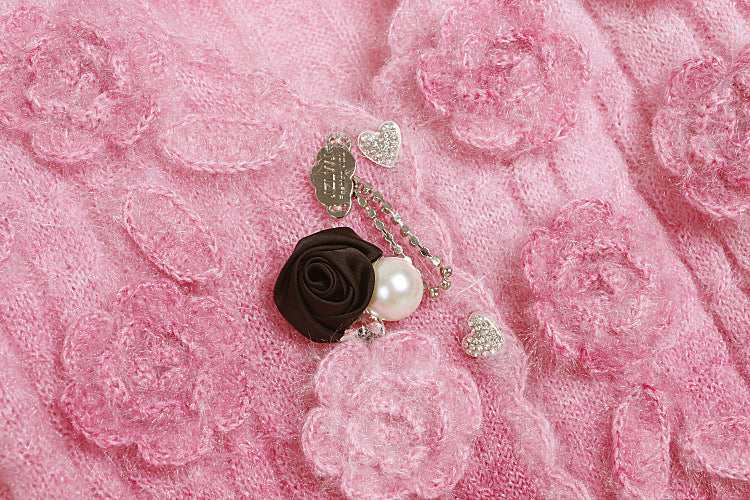 Fashion Lovely 3D Floral Design Short Knitted Sweaters