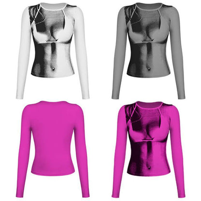 Fashion Midriff Baring Long Sleeves Tight T Shirts