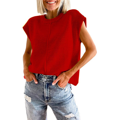 Casual Sleeveless Round Neck Knitted Vest