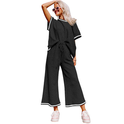 Casual Summer Drawstring Two Pieces Women Suits