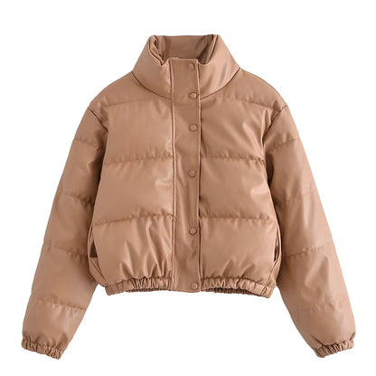 Casual Winter Pu Cotton Jackts for Women