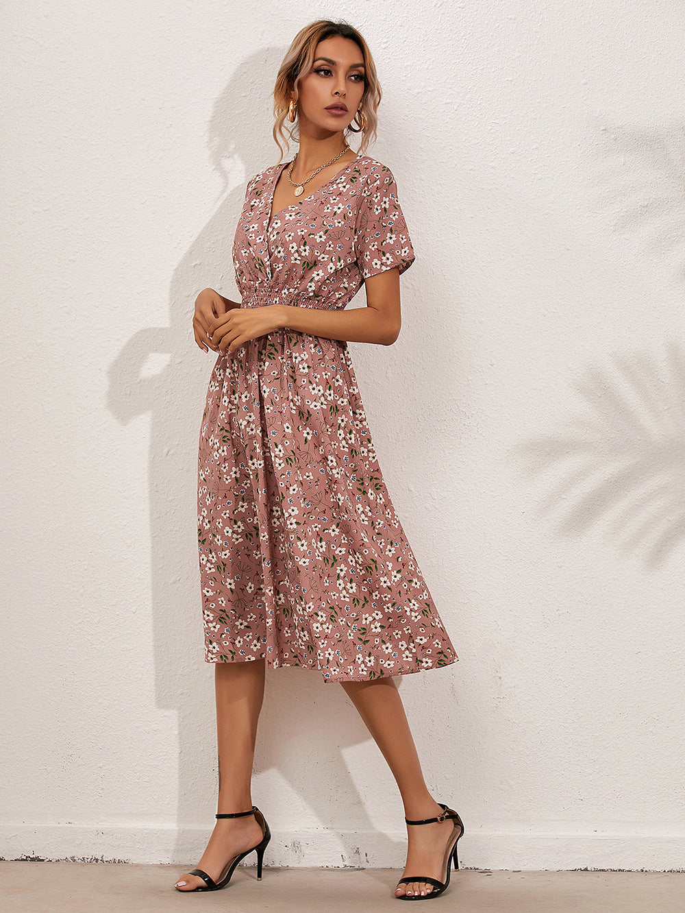 Summer Floral Print Short Sleeves Summer Daily Dresses