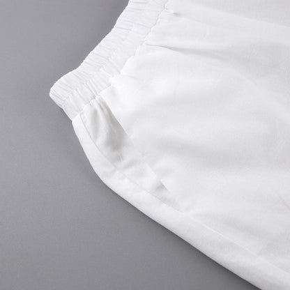 Summer Cotton Long Sleeves Shirts and Shorts Suits