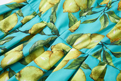 Fashion Green Lemon Summer Long Vacation Dresses