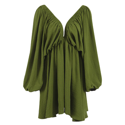 Vintage Designed Green Fall Mini Dresses