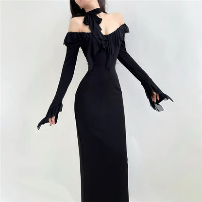 Sexy Off The Shoulder Long Black Long Sheath Dresses