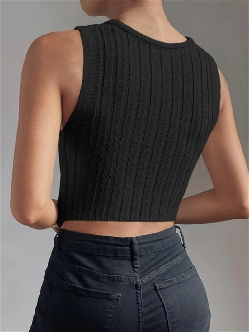 Sexy Chain Crossed Knitted Tank Tops