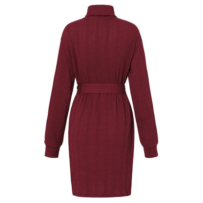 Fashion High Neck Knitted Short Dresses