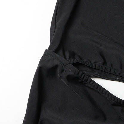 Sexy One Shoulder Waist Baring Black Evening Party Dresses