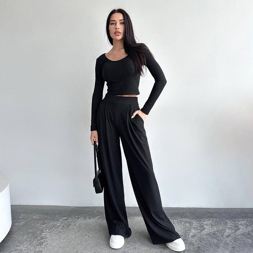 Casual Two Pieces Long Sleeves Tops & Pants