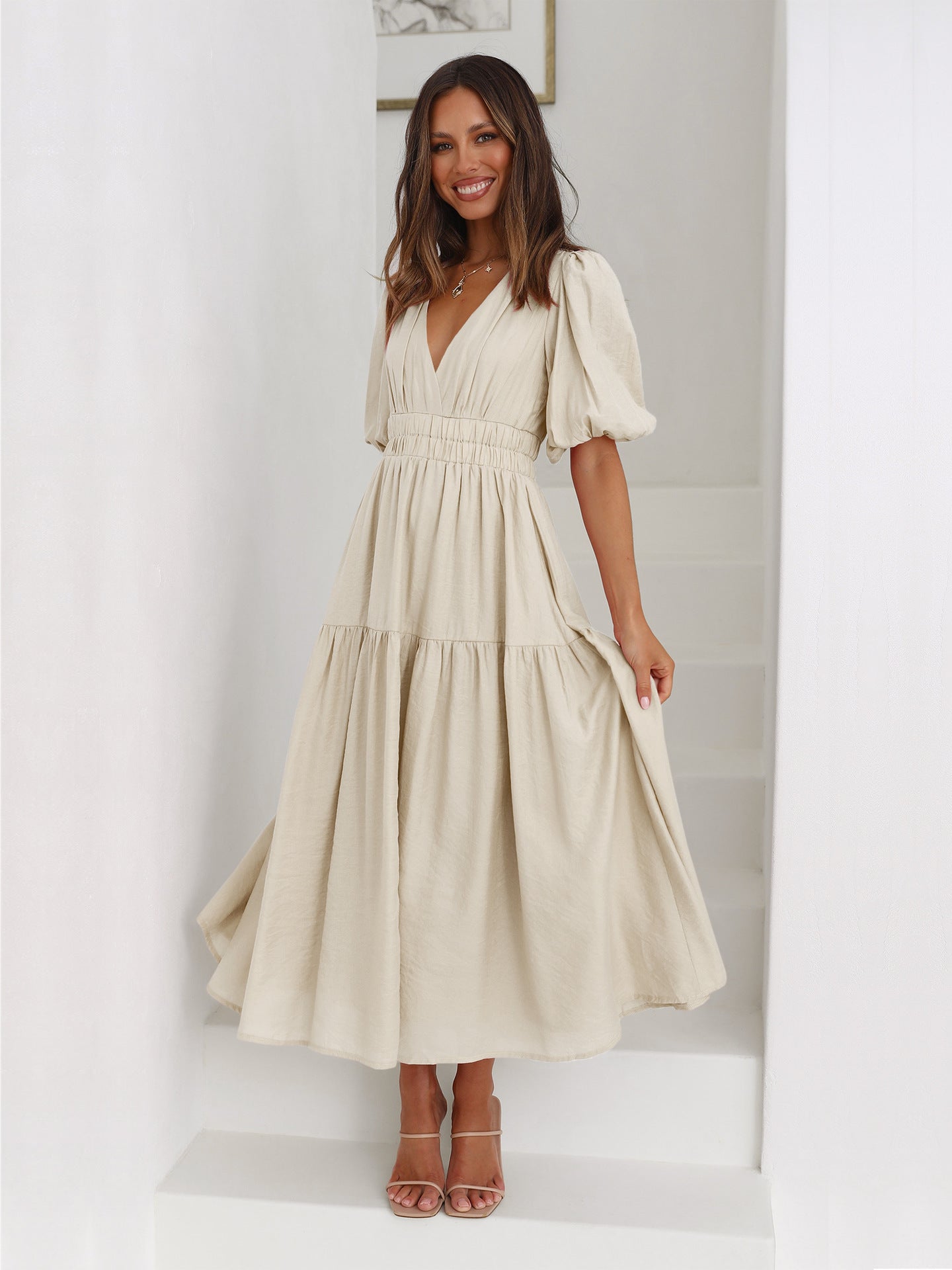 Summer V Neck Holiday Dresses for Women