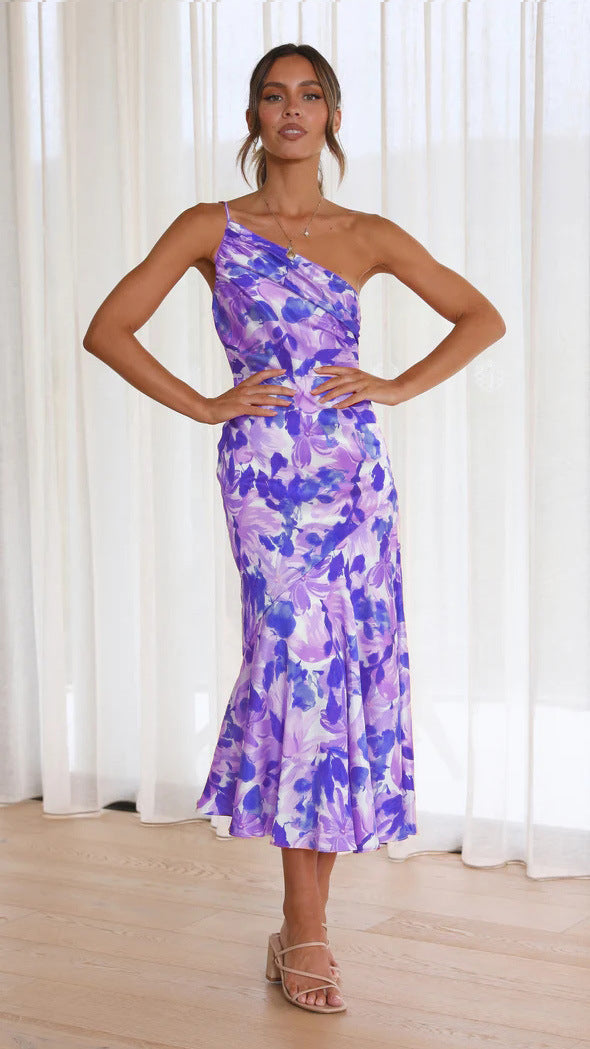 Fashion Summer One Shoulder Midi Length Dresses