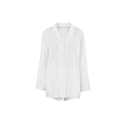 Casual Cotton Two Long Sleeves Shirts & Shorts Two Pieces Suits