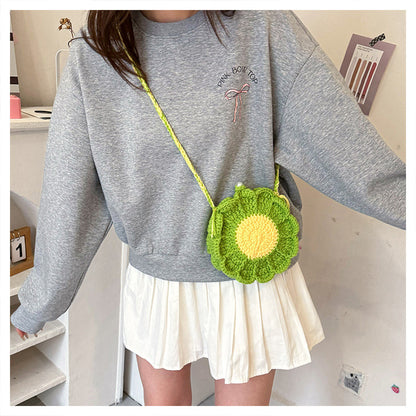 Designed Handmade Crochet 3d Sunflower Mini Shoulder Bags