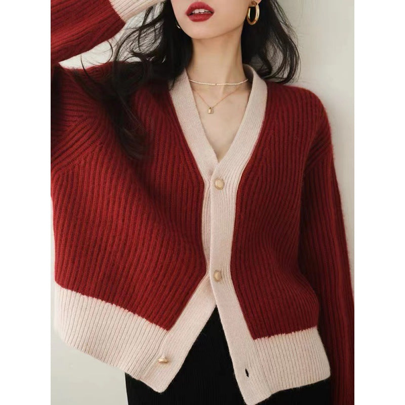 Fashion V Neck Lazy Style Knitted Cardigan Sweaters