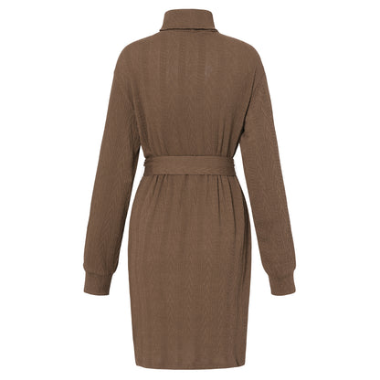 Fashion High Neck Knitted Short Dresses