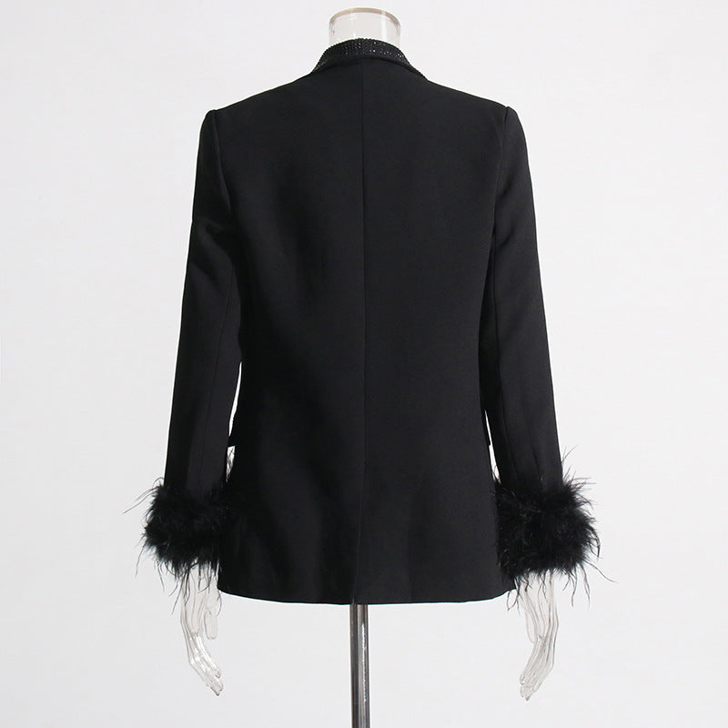 Luxury Designed Feather Blazer Coat for Women