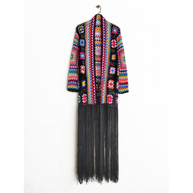 Colorful Crochet Irregular Tassels Coats for Women