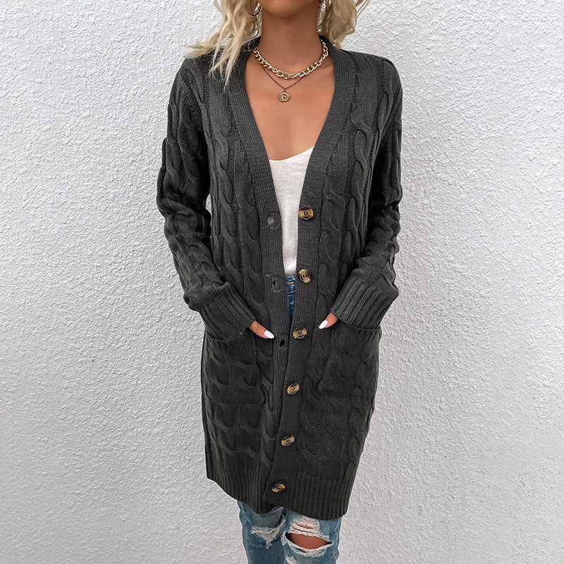Casual Twist Design Long Cardigan Sweaters for Women