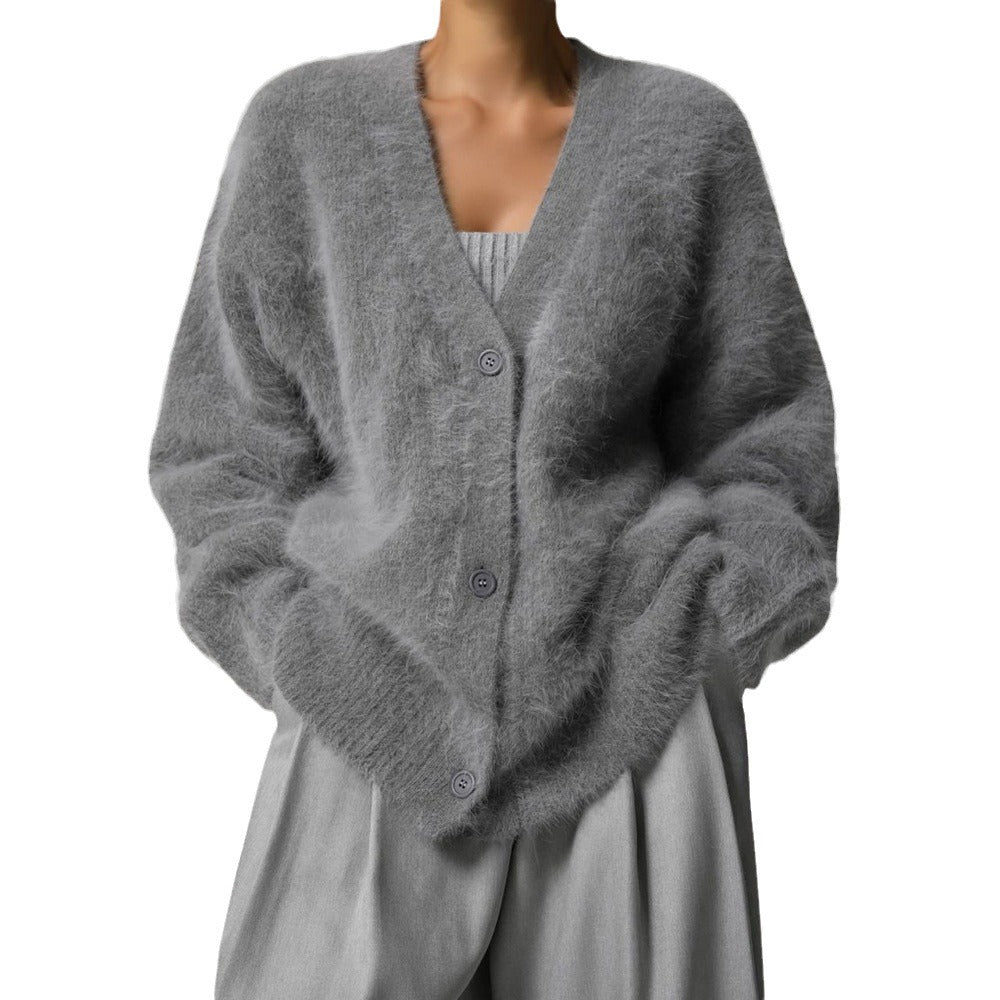 Casual V Neck Long Sleeves Knitted Sweaters