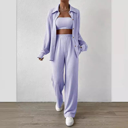 Casual Summer Turnover Collar Two Pieces Suits