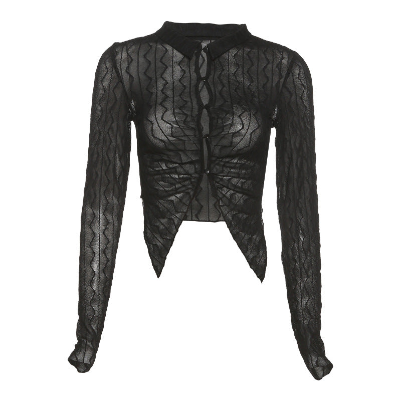 Fashion Midriff Baring Long Sleeves Shirts