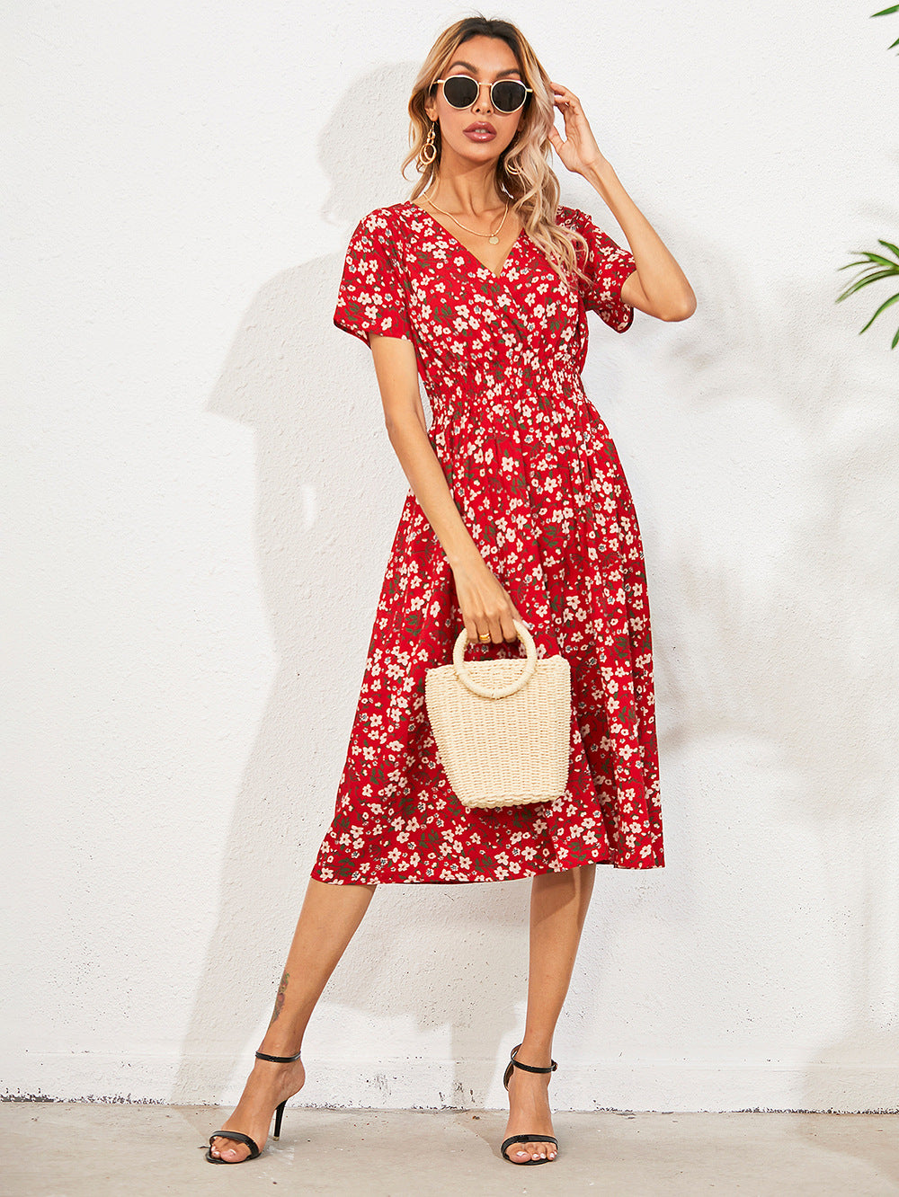 Summer Floral Print Short Sleeves Summer Daily Dresses