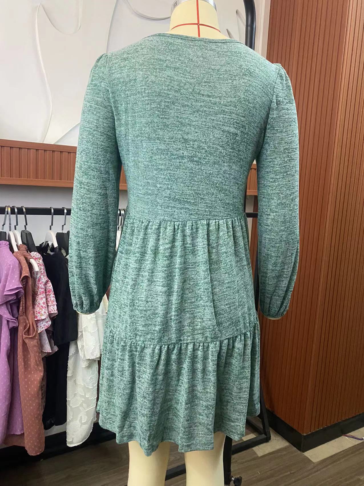 Fashion Square Neckline Fall Mini Dresses