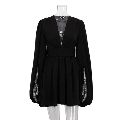 Sexy High Waist Deep V Neck Short Mini Dresses