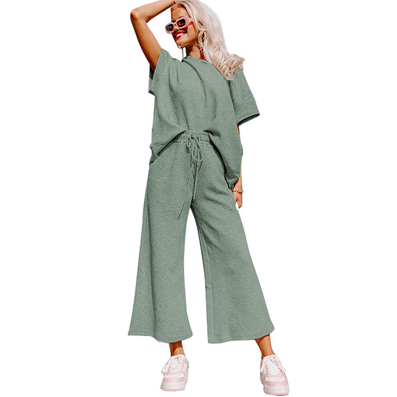 Casual Summer Drawstring Two Pieces Women Suits