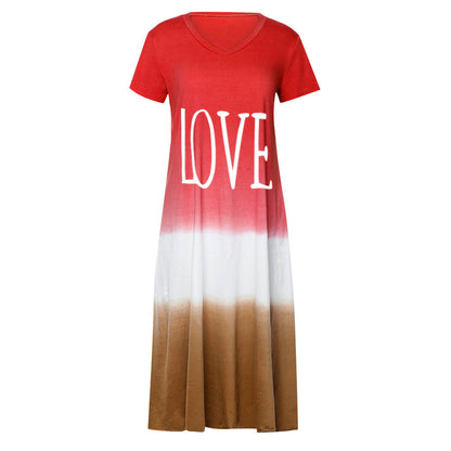 Casual Contrast Design Summer Short Sleeves Dresses