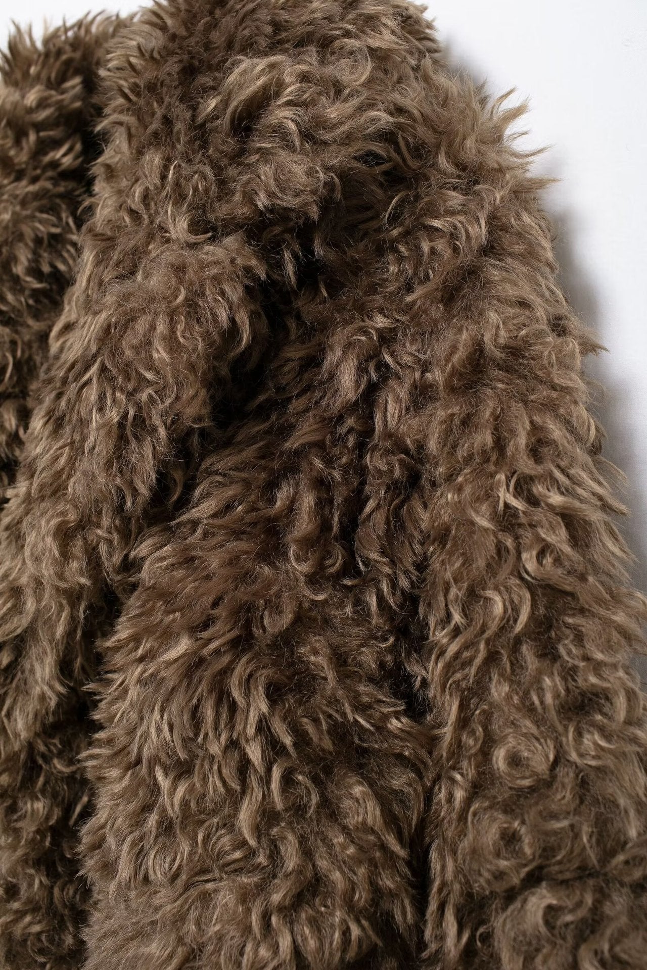 Brown Artificial Fur Short Jacket Coats