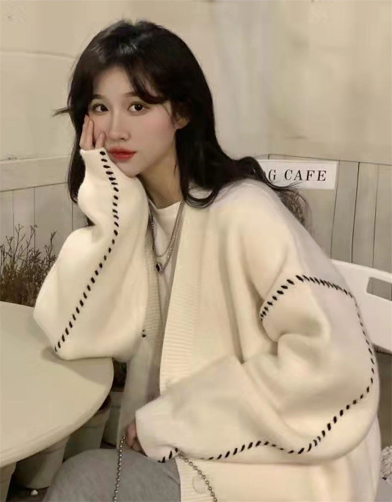 Casual V Neck Chich Knitted Cardigan Sweaters