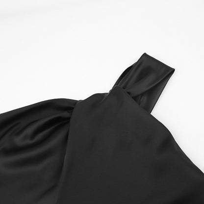 Sexy Satin One Shoulder Women Crop Tops