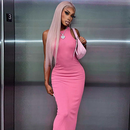Sexy Fashion Round Neck Sleeveless Long Dresses