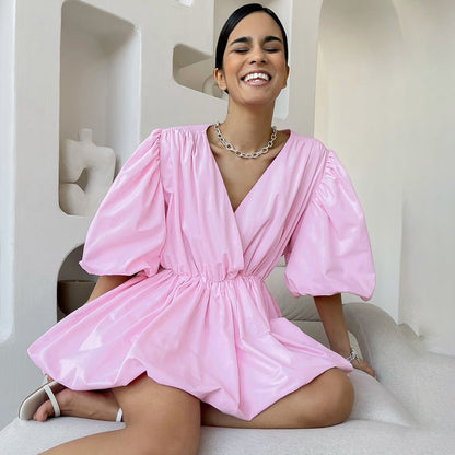 Fashion Summer Puff Sleeves Mini Dresses