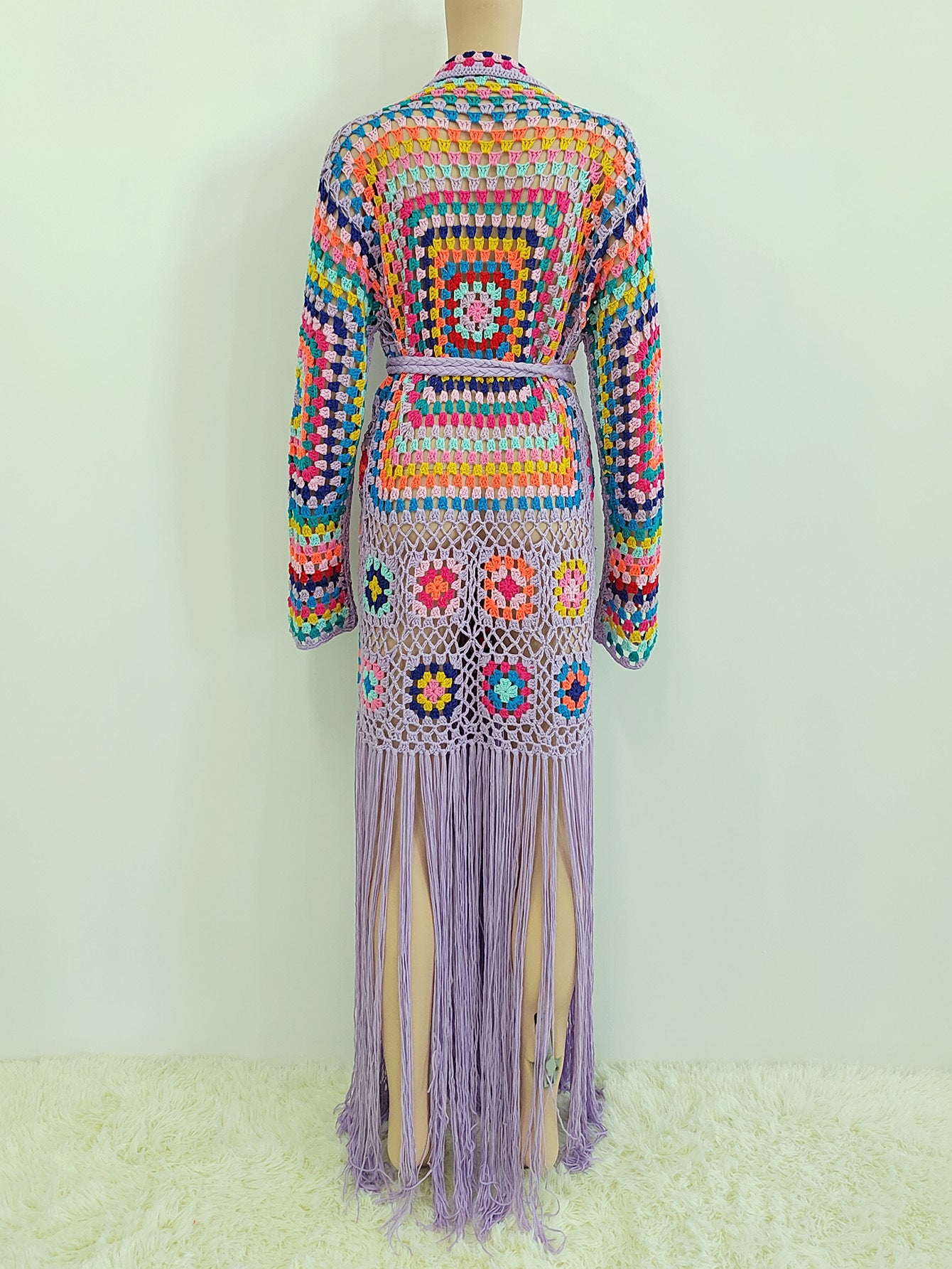 Colorful Crochet Irregular Tassels Coats for Women