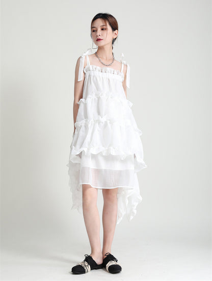 Designed Summer Irregular Spaghetti Straps Mini Dresses