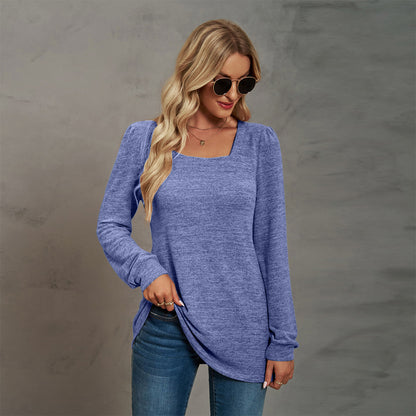 Fashion Square Neckline Long Sleeves Shirts