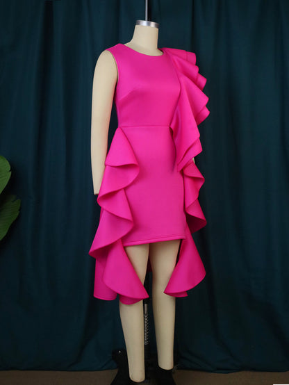 Sexy Ruffled Sleeveless Plus Sizes Bodycon Dresses