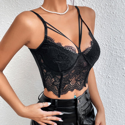 Sexy Lace Fishbone Short Tank Tops