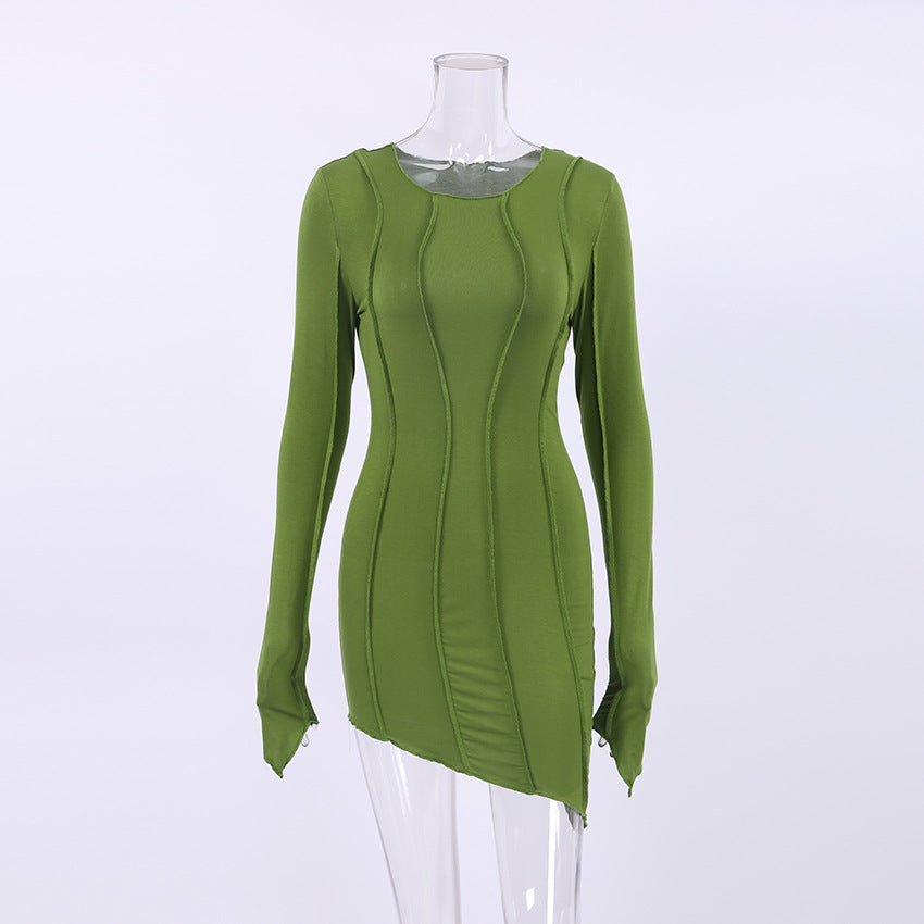 Sexy High Neck Elastic Knitted Mini Sheath Dresses
