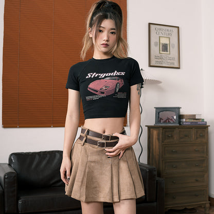 Sexy Sports Car Design Short Sleeves T Shirts for Girls