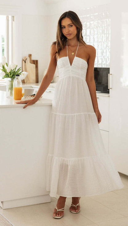Sexy V Neck Strapless Summer Vacation Dresses