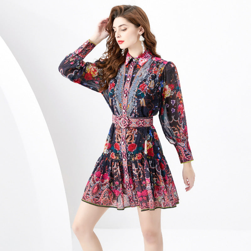 Vintage Designed Long Sleeves Short Dresses