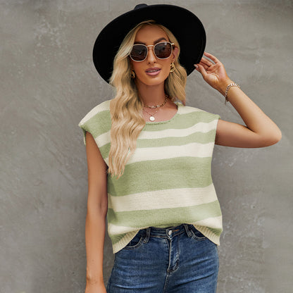 Fashion Striped Sleeveless Tank Top Sweaters