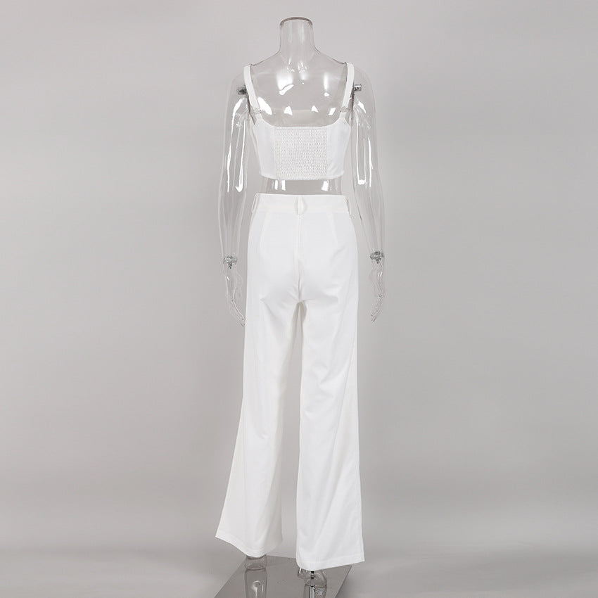 Summer Linen Crop Tops and Wide Legs Pants for Women