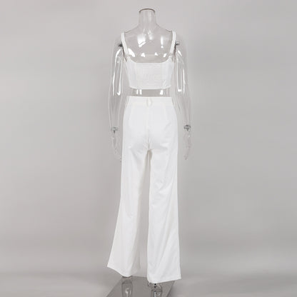 Summer Linen Crop Tops and Wide Legs Pants for Women